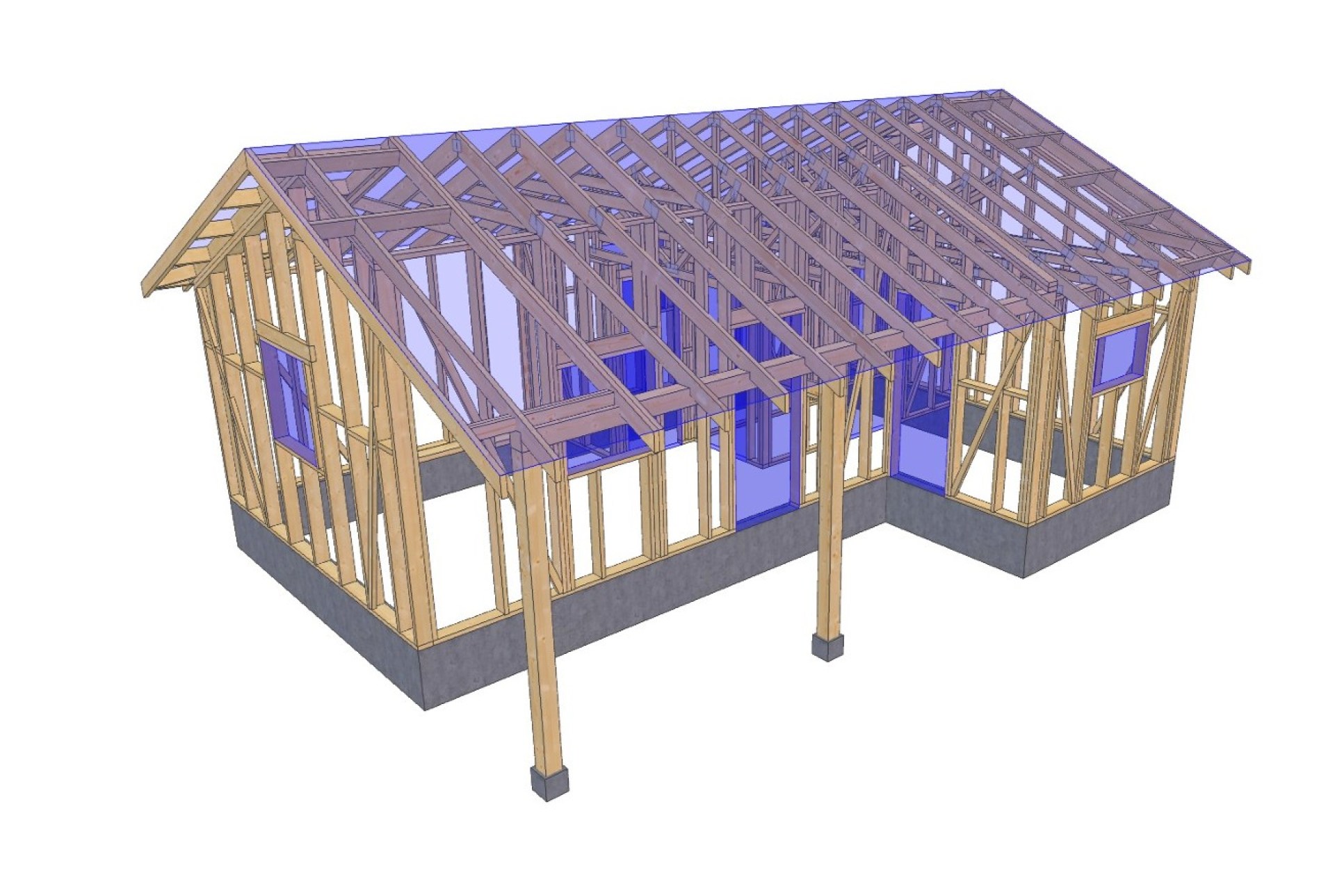 karkasinis namelis iki 50m2 su terasa projektas